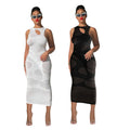 New Arrival Sexy Clubwear Hollow Out Perspective Splicing Sleeveless Sex Dress for Women