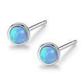 Fine Jewelry 925 Sterling Silver Round Shape Fire Opal Stud Earrings for Women Girls