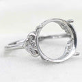 Sterling Silver 12*12mm Semi Mount Ring Empty Frame Blank Support Setting S925 Base Holder Without Center Stone for DIY Inlay