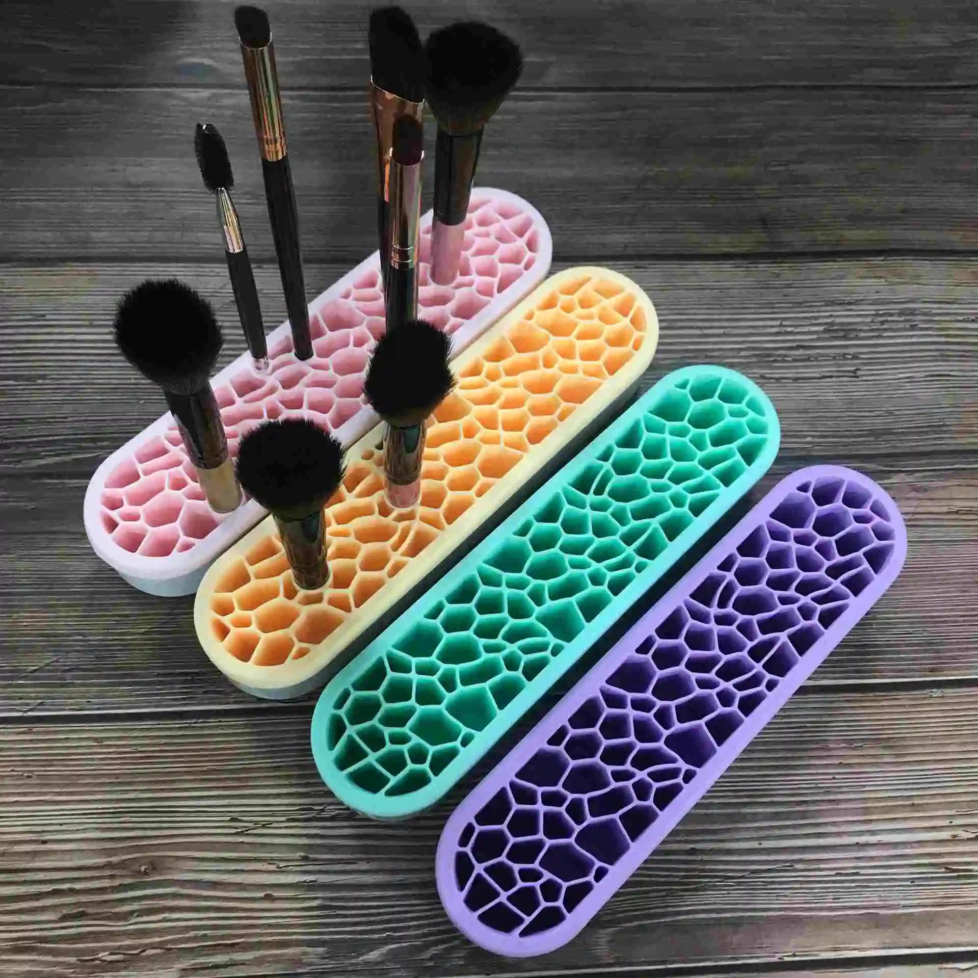 2020 New Multi-Use Silicone Makeup Brush Holder Organizer Cosmetics Brushes Storage Display