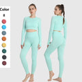 Seamless Sports Plus Size Suit Women's High Waist Push up Fitness Leggings Gym Long Sleeve Shirt Yoga Set