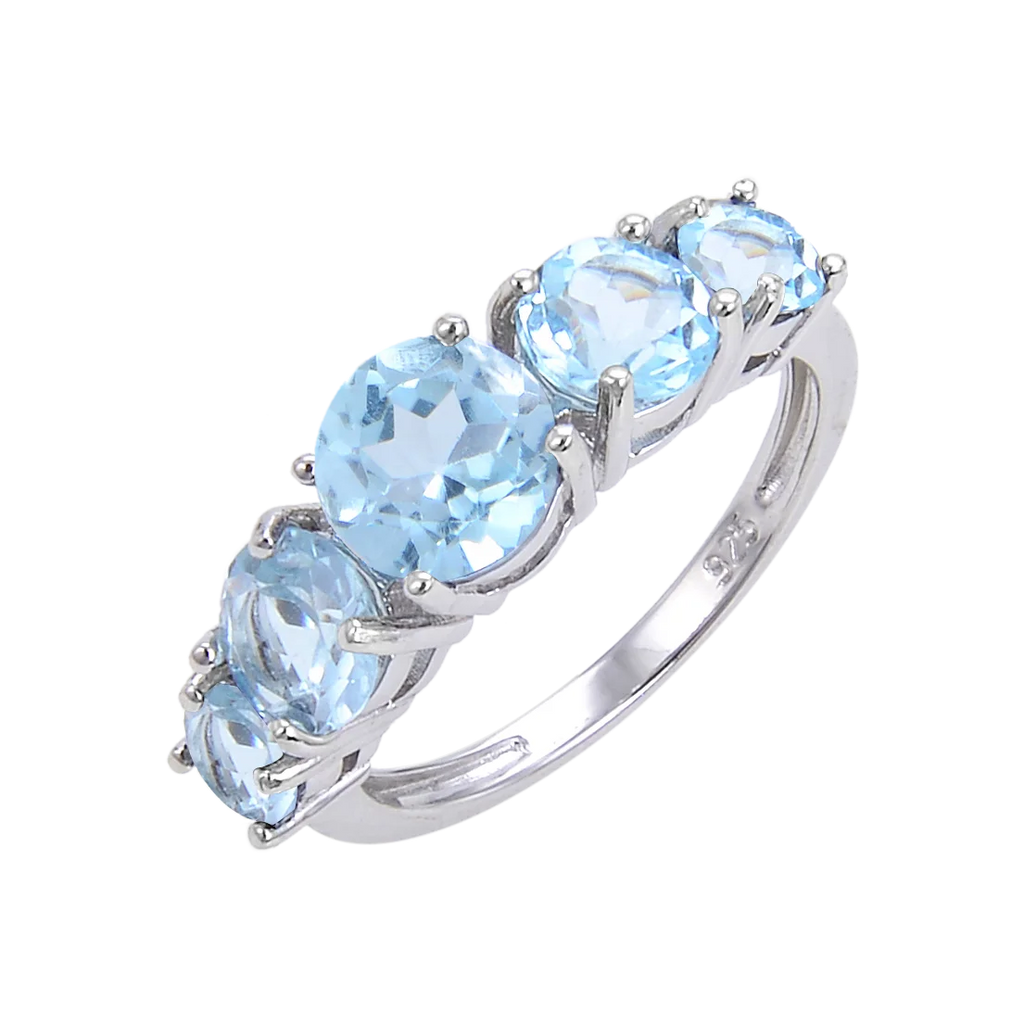 Abiding Hot Selling 925 Sterling Silver Fashion Jewelry Natural Sky Blue Topaz Engagement Rings
