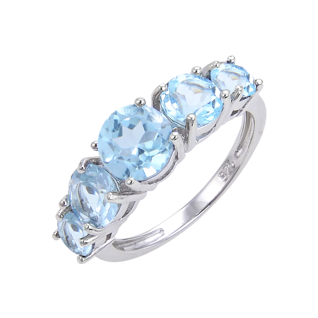 Abiding Hot Selling 925 Sterling Silver Fashion Jewelry Natural Sky Blue Topaz Engagement Rings