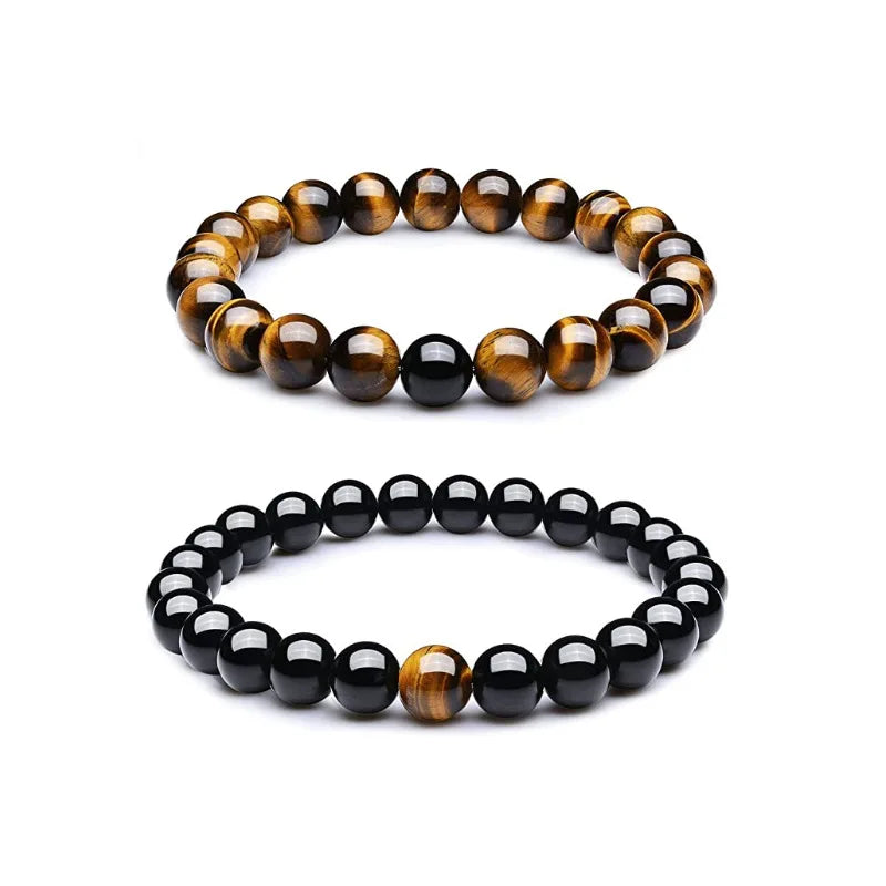 New Arrival Stretch Natural Genuine Gemstone Round Beaded Healing Crystal Bracelet Handmade Men Women Beads Bracelet Set