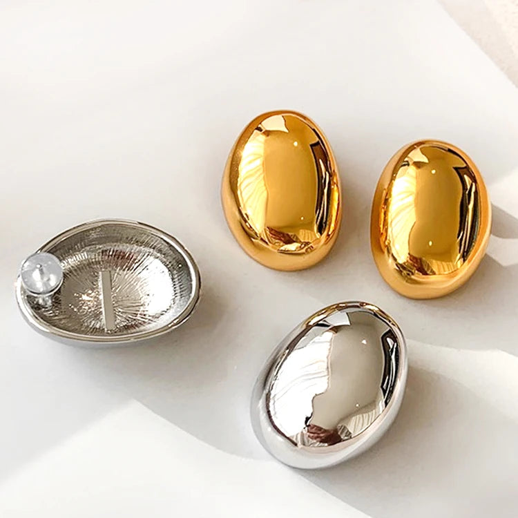 Minimalist Hollow Out Stainless 316L Steel Earrings Jewelry 18K Gold Plated Chunky Stud Earrings for Women