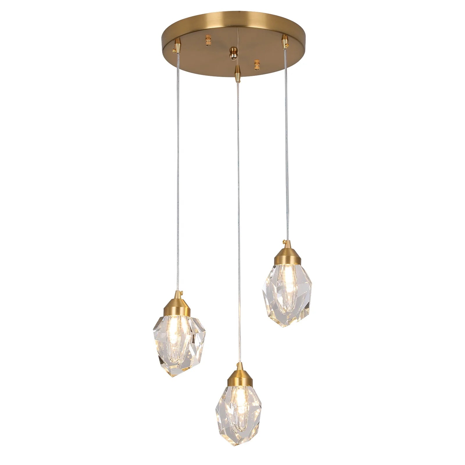 Luxury Golden Style Crystal Simple Pendent Light Chandelier for Living Room Hotel Restaurant