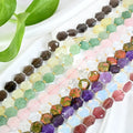 Natural Stone Faceted Loose Beads Amethyst Rose Quartz Lapis Red Agate Crystal Gemstone Jewelry