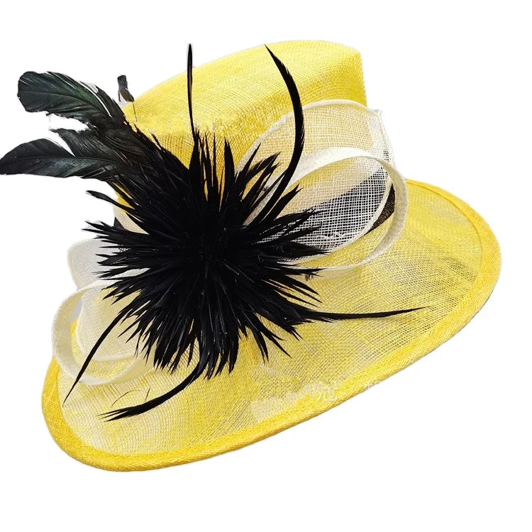 Wide Brim Sinamay Rhinestone Formal Hats Kentucky Derby Dress Tea Party Wedding Church Hats and Fascinators