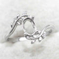 Sterling Silver 5*7mm Semi Mount Ring Empty Frame Blank Support Claw Setting S925 Base Holder Without Center Stone for Inlay DIY