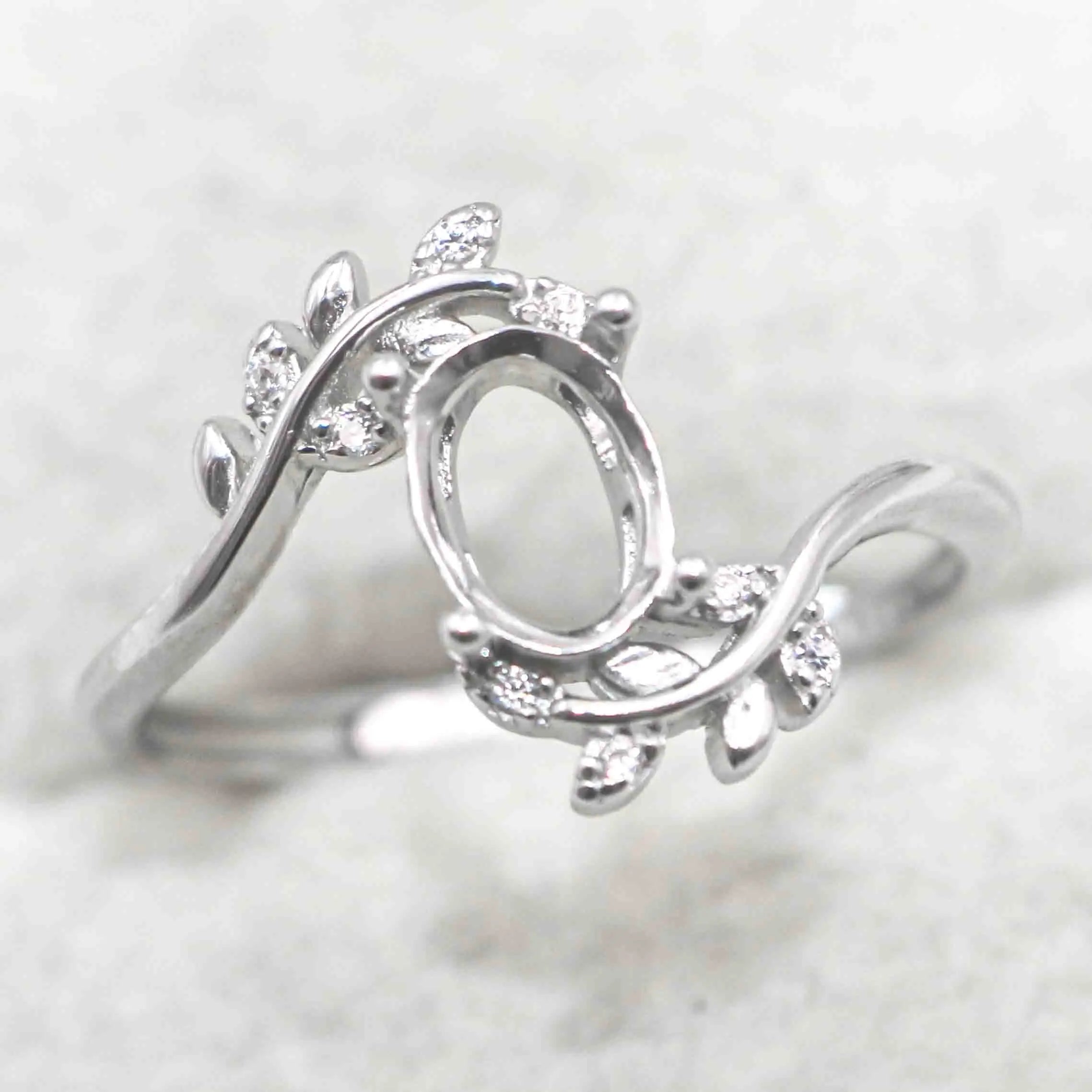 Sterling Silver 5*7mm Semi Mount Ring Empty Frame Blank Support Claw Setting S925 Base Holder Without Center Stone for Inlay DIY