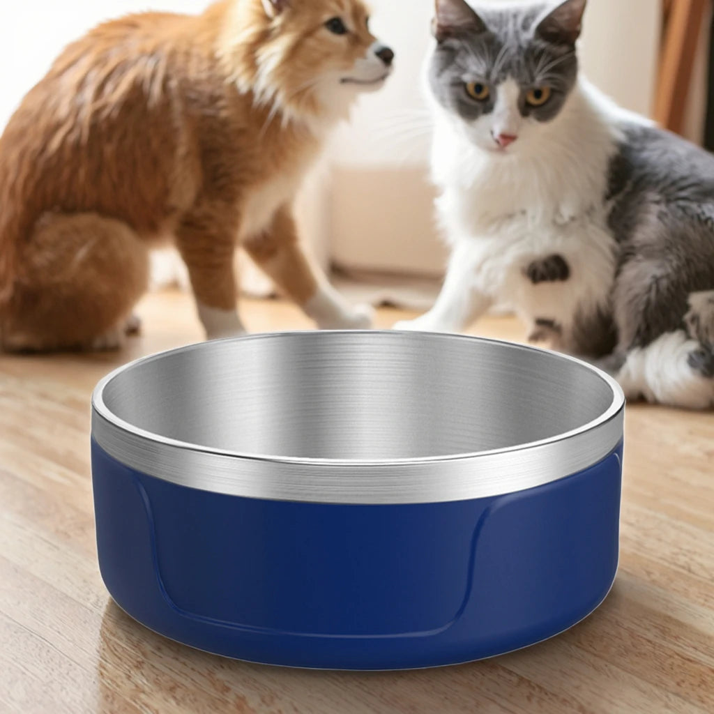 Wholesale Custom 32/64oz Double Wall Vacuum Insulated Stainless Steel Dog Pet Feeder Bowls Nonslip Pet Bowl Set Bowl 21cm