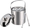 1.3L Stainless Steel Ice Cube Container Double Walled Ice Bucket Container with Tongs