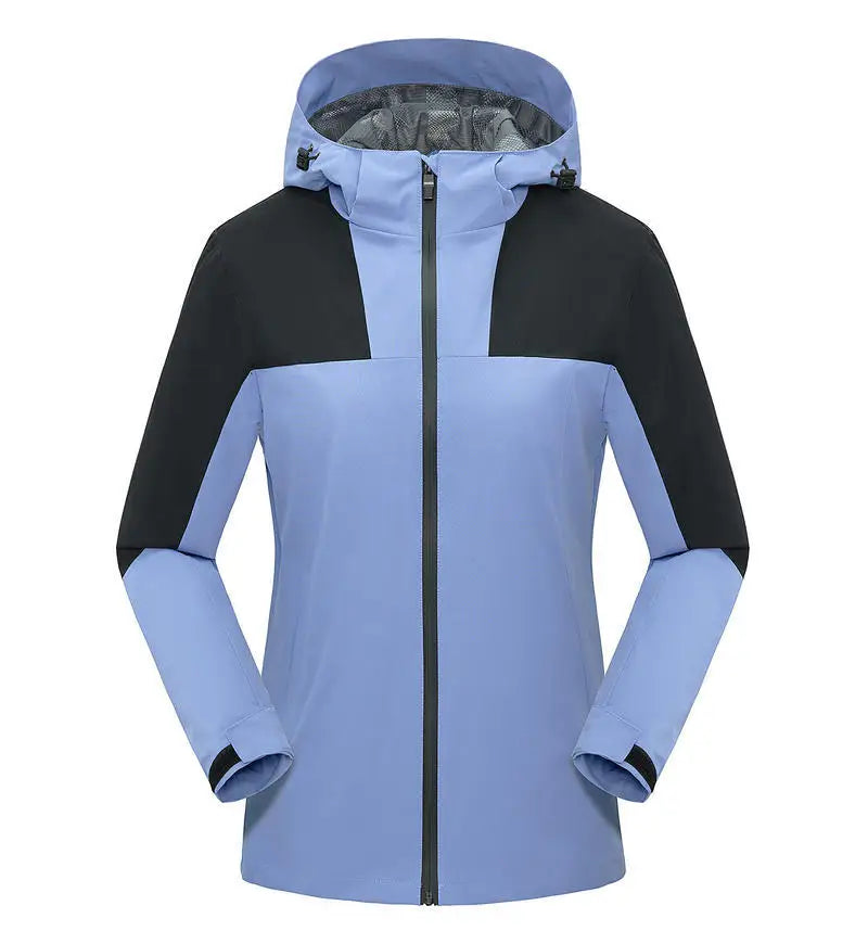 Low MOQ Customize Logo Thin Windproof Contrast Patch Outdoor Jacket Waterproof Mountain Climbing Light Jacket Ladies Trench Coat