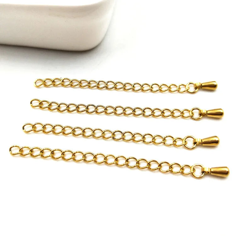 S1185 Fashion 18k Gold Plated Stainless Steel Extension Chainsbracelet Necklace Tail Extenderextended Jewelry Chains