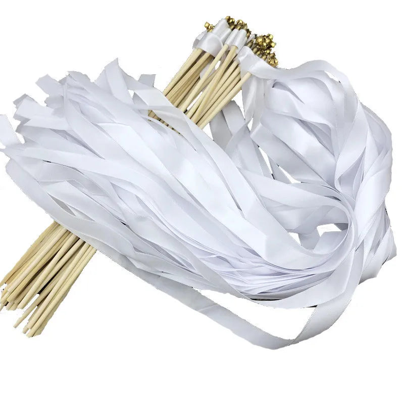 European Style New Design Ribbon Fairy Wand for Wedding Lawn Holiday Party Decorations Magic Wand Flower Ribbon Supplies
