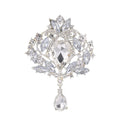 Large Luxury Women's Water-Drop Brooch Pin Rhinestone Alloy Jewelry for Wedding & Engagement Plating Technology