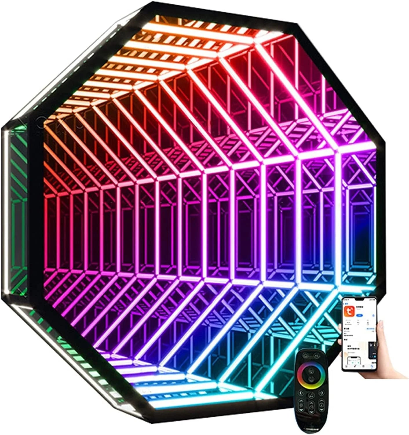 Kingwestar Custom Acrylic Magic Mirror Customized Led Neon Wall Decor Infinite Multi-layer Mirror 3D Neon Sign Light Box for Bar