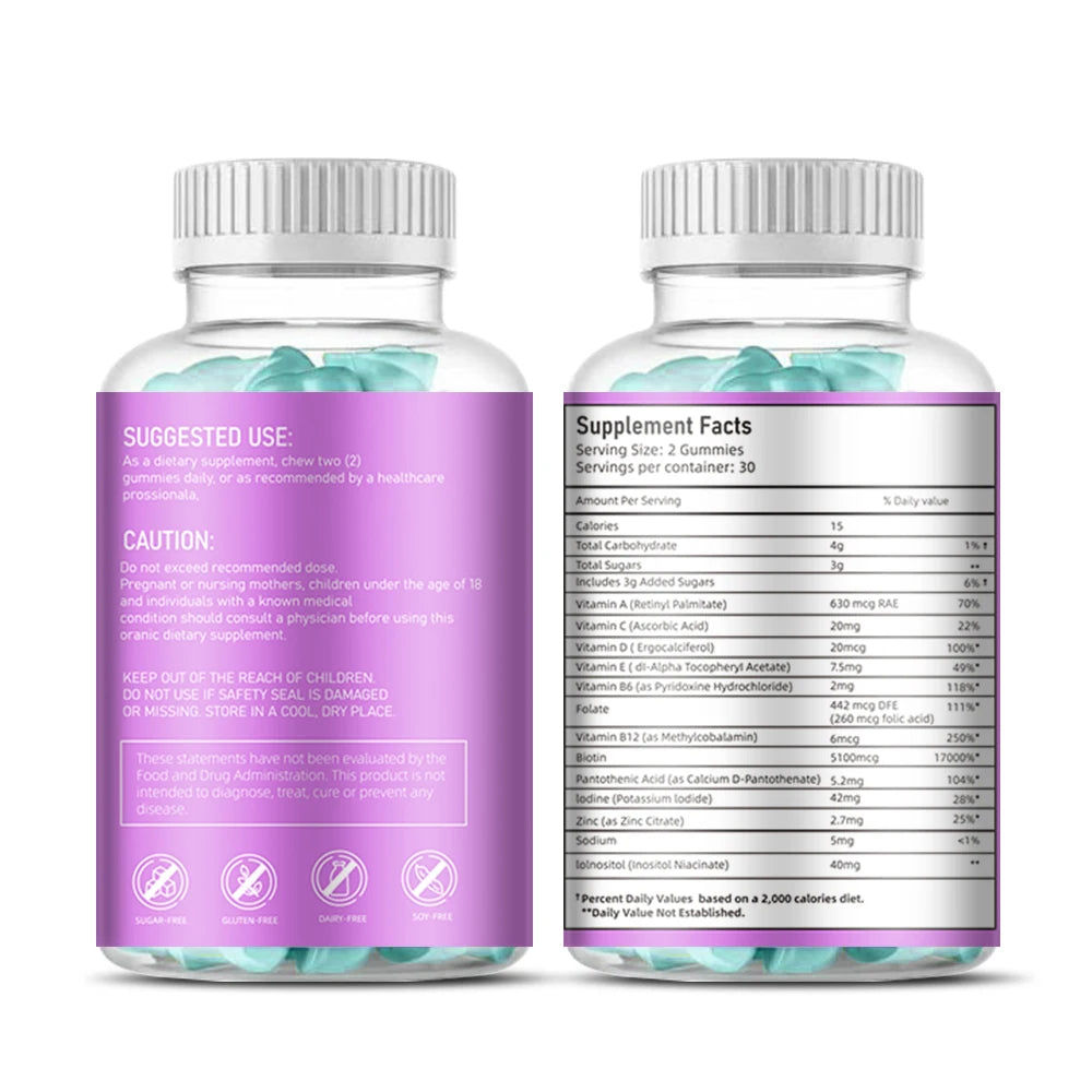 Private Label Hair Growth Multivitamin Gummies Supplements 5000mcg Biotin Gummies