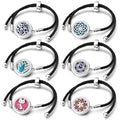 2023 Fashion Stainless Steel Silver Adjustable Bangle Braided Leather Buckle Bracelet Aromatherapy Bracelets for Women