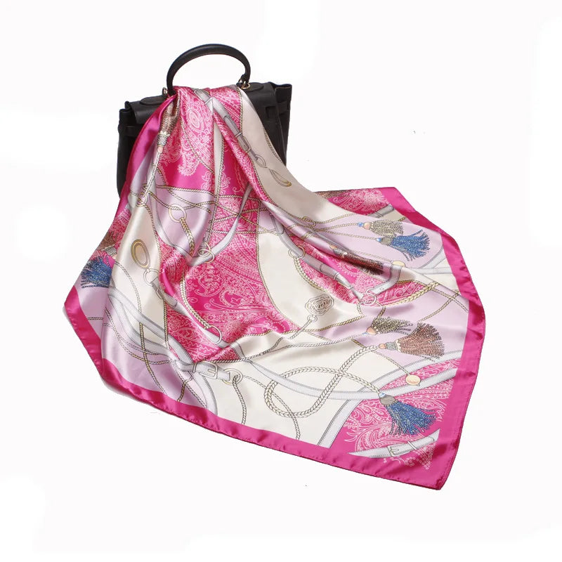 Fashionable Design Long Silk Satin Shawl Scarf Printing Satin Silk Scarf