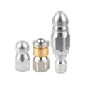 SPS 1/4 Inch Quick Plug Stainless Steel Sewer Jetting Nozzle Button Nose Copper Inlay Pointed Nose 1 Front Jet 6 Rear Jets