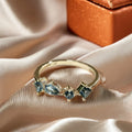 Wholesale Hypoallergenic Real London Blue Topaz 14k Gold Pure Natural Gemstone Ring Delicate Gift for Women Girls