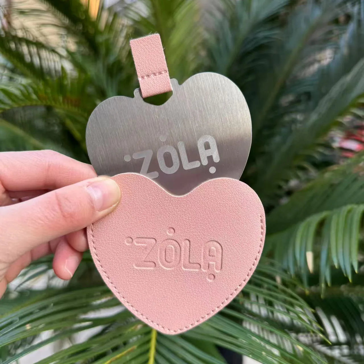 Zonyin Women's Gift Heart Shaped Pu Leather Pocket Mirror Customized Your Logo Small Travel Makeup Mirror for Valentine's Day