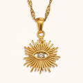Dingran Wholesale Fashion Jewelry Hollow Eye Necklace Gold Plated Stainless Steel Zircon Pendant Necklaces