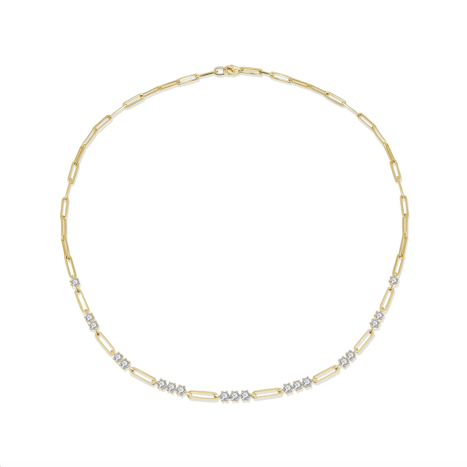 Moissanite Diamond Chain Necklace 14k Gold Plated Ins S925 Silver Moissanite Necklace Chain