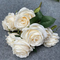 F-R0182 7Heads Artificial Silk Roses Bunch Faux Silk Roses Flower Table Decor Long Stem Handmade Rose Table Decoration