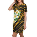 Round Neck Floral Printed Summer A-Line Elegant Dresses Women Vintage Short Sleeve Beach Sundress Ladies Casual Loose Boho Dress