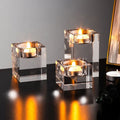 Small Bridge Various Customized Decorations Block Solid Table Candle Holder Centerpieces Gifts Blank Glass Crystal Candle Holder