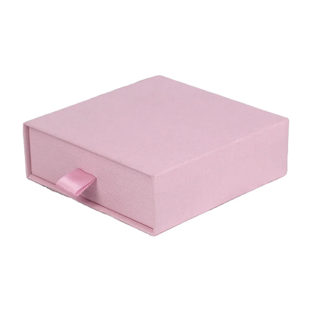 Better Low MOQ Customized Logo Pink Cardboard Special Paper Earring Necklace Drawer Jewelry Packaging Boxes 9*9*3cm Plain