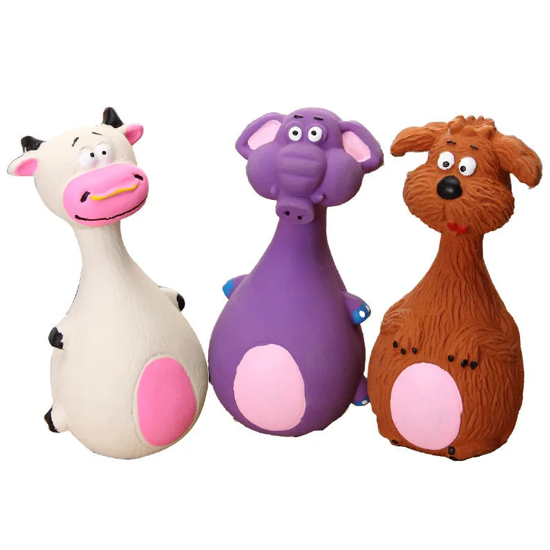 Dog Toy Pet Chew Rubber Bell Squeaky Sound Toys Soft Rubber Toy Chew Teeth Cleaning Small Medium Dogs Elephant Cow