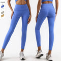 Customized Logo Solid Running Tights High-Waisted Sports Fitness Cropped Pants Skin-Friendly Yoga Training Elastic Waist Closure