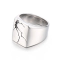 KALEN Unisex Unconventional Stainless Steel Square/Round Jewelry Rings With Crack Effects