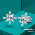 Gra Sparkling Moissanite Diamond 0.5CT Unusual Snowflake Stud Earring for Women 925 Sterling Silver Wedding Party Luxury Jewelry