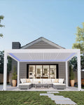 Motorized Retractable Outdoor Waterproof Aluminium Structure Electric Roller Blinds Self-Standing Pergola for Swimming Balcony
