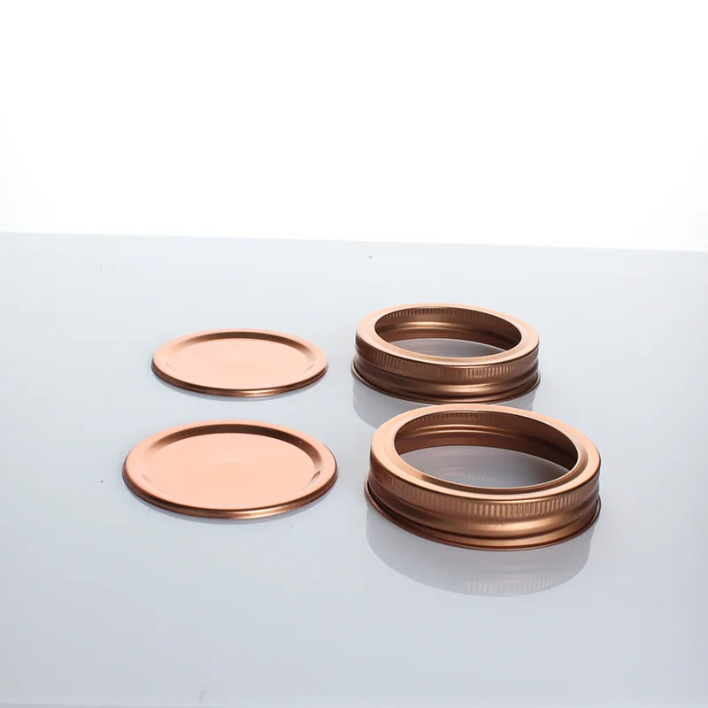 70mm  Rose Gold Color Canning Lids 2 Piece Plate Band Tin Glass Mason Canning Jar Lids