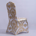 Gilding Gold Silver Spandex Wedding Chair Slipcovers Printed Stretch Banquet Chair Cover Decor for Events Chair Slipcover