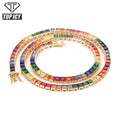 Top Icy Hip Hop Jewelry Multicolor Tennis Bracelet and Necklace Colorful CZ Chain Set 18K Gold Plated for Men and Women