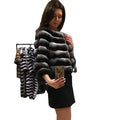 Women's Winter Rex Chinchilla Fur Coat High-Level Waterproof Long Overcoat with Color Dye Warm Parkas Outerwear