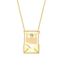 Europe Trendy Design Envelope Stainless Steel Open Necklace with Photo Inside Locket Pendant DIY Crystal