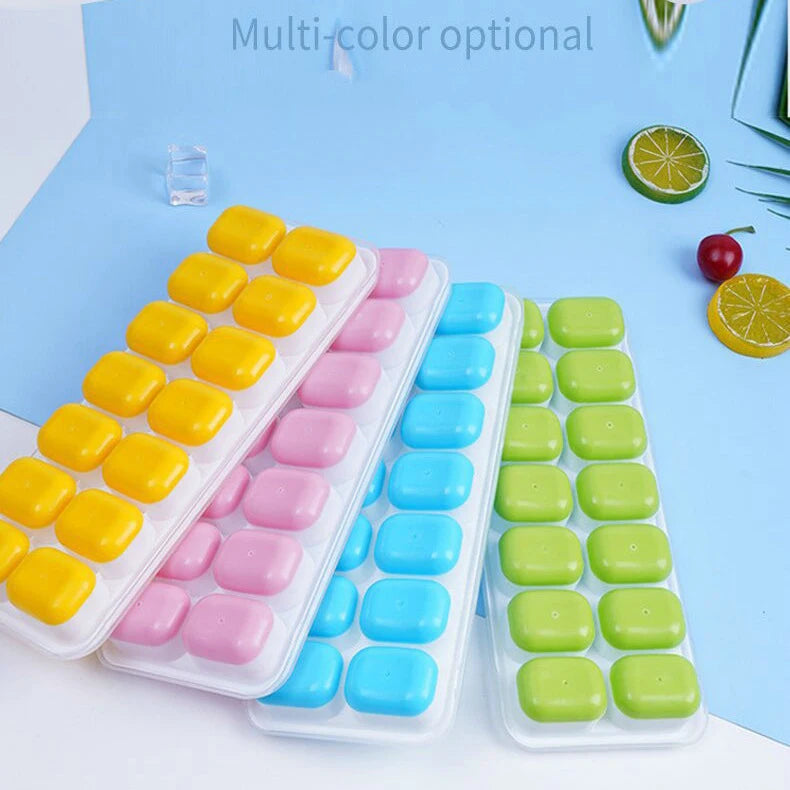 Custom Packing Easy Release Creative Ice Mold BPA Free 14 Holes Plastic Ice Cube Tray with Removable Lid