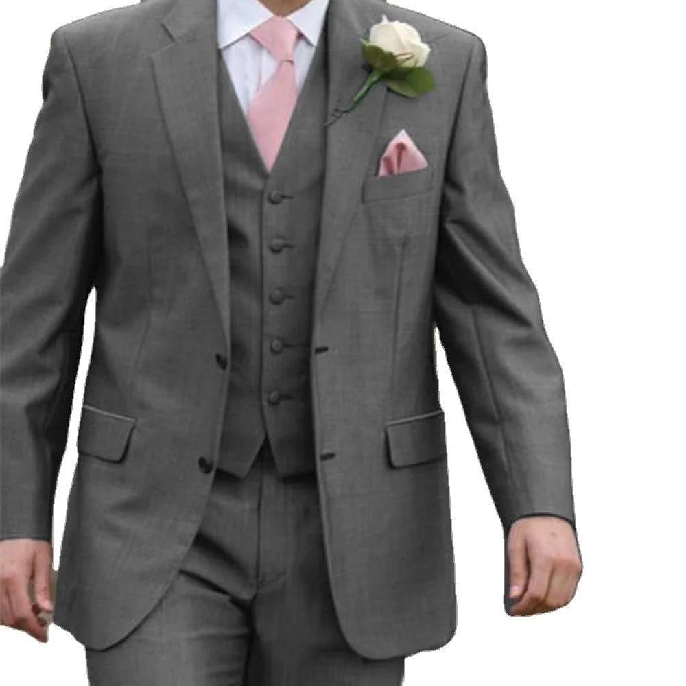 Notched Lapel Blazers for Men (jacket+vest+pant) Wedding Dress Single-breasted Full Men's Suit Luxury Man Suit 3 Piece Set Suits
