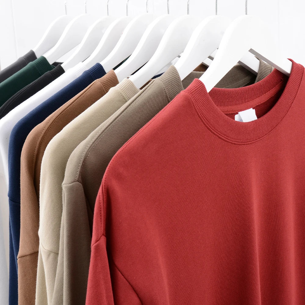YinQu Autumn Winter New 350 Grams Health Cloth Round Neck Custom Crewnecks Men's Collarless Popular logo Pullover