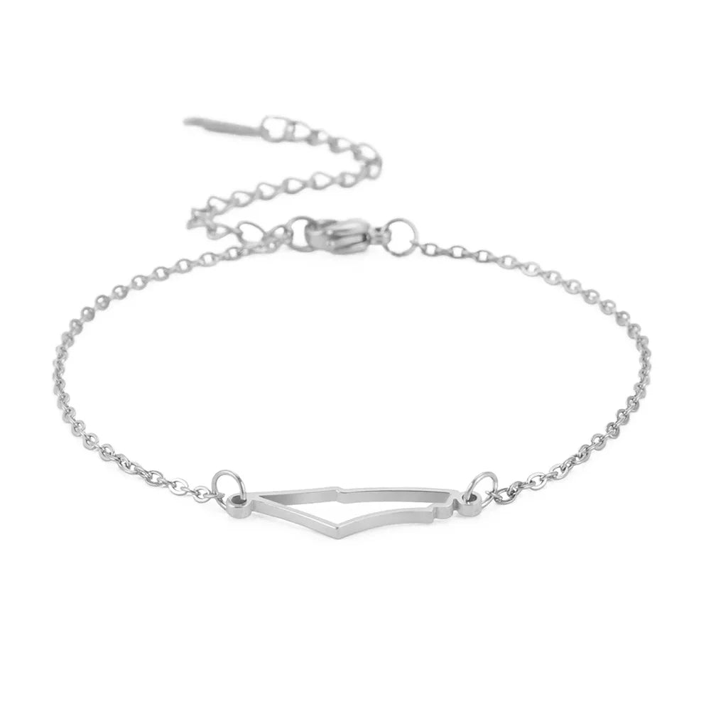 18K Gold Plated Israel Map Charm Bracelet Stainless Steel Israel Map Bracelet for Women