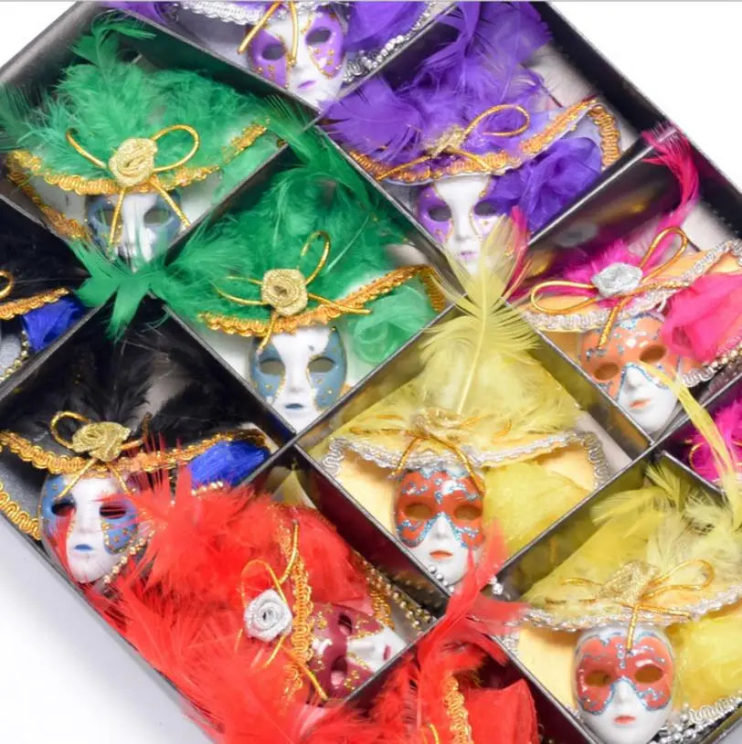 Venice Mask Fridge Magnets 3D Refrigerator Stickers Big Peony Flower Net Hat Crafts Mardi Gras Wedding Party Favors With Box
