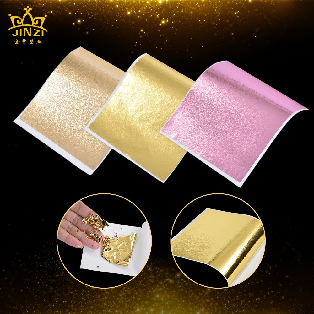 Factory Direct Sale 9*9cm Taiwan K Gold Leaf Sheets for Gilding Furniture Nails Decoration Imitation Gold Leaf