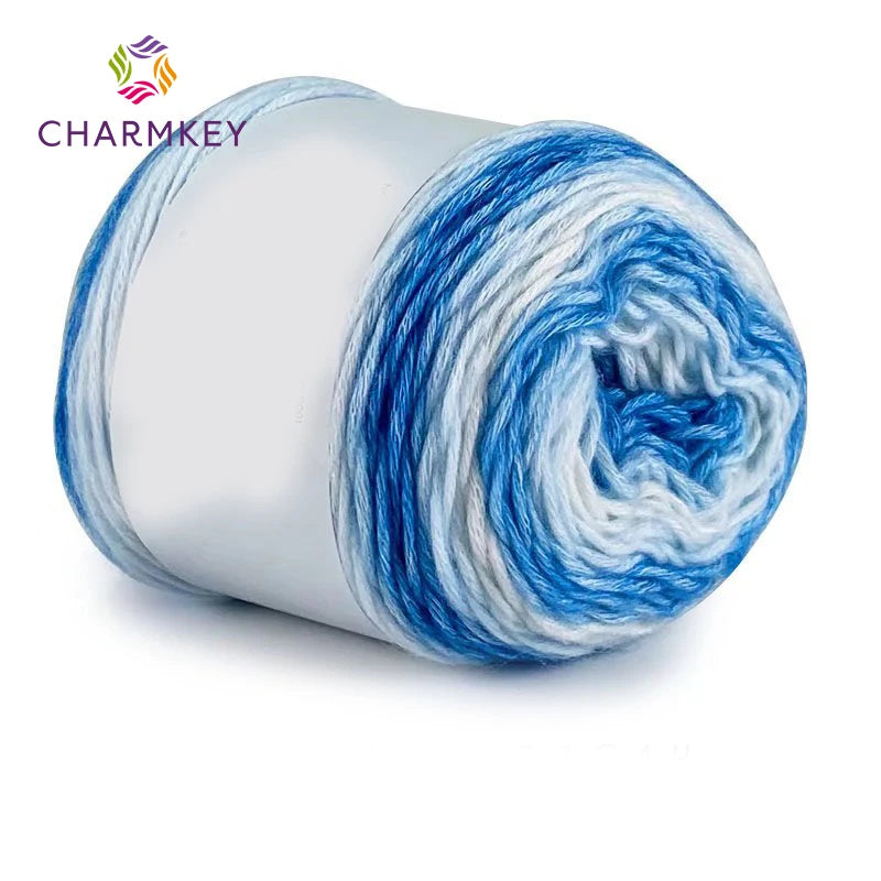 Charmkey Knitting Yarn Soft Cotton Acrylic  Blended Rainbow Cake Yarn  for Crochet Hat and Scarf